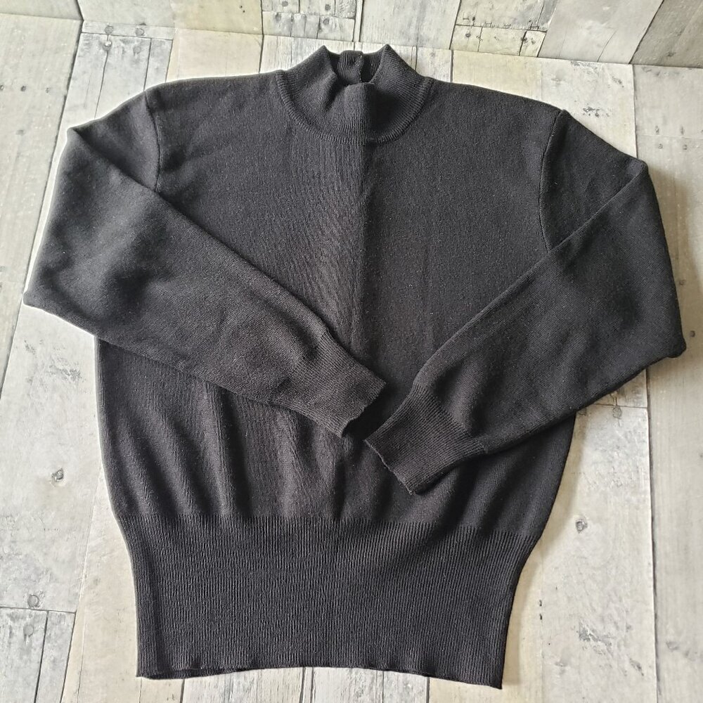 Vintage Black Mock Neck Button Down Sweater - Size L